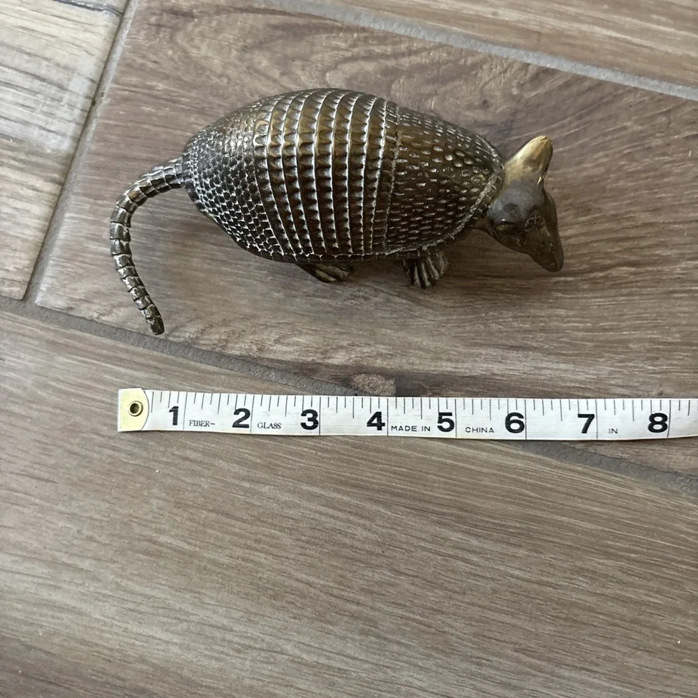 Rare Vintage Solid Brass Armadillo Figurine 7
